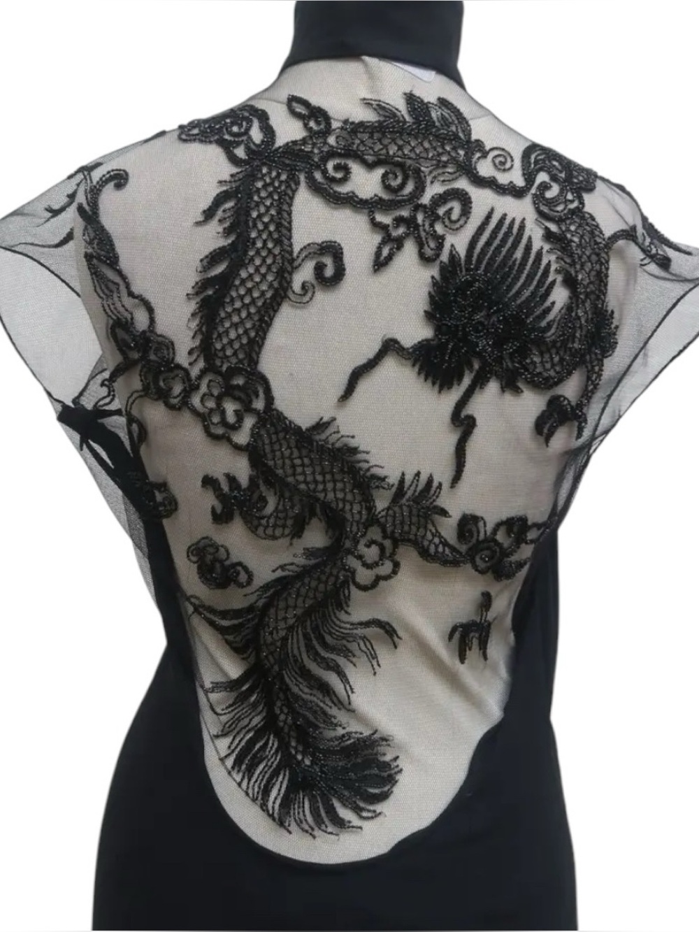 RALPH LAUREN COLLECTION BLACK DRAGON EMBROIDERED CHEONGSAM QIPAO MAXI DRESS SZ 6 - Picture 8 of 17
